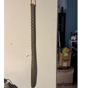 Gucci GG Supreme Belt Brown Monogram Gold Buckle 722370 85/34 Mens